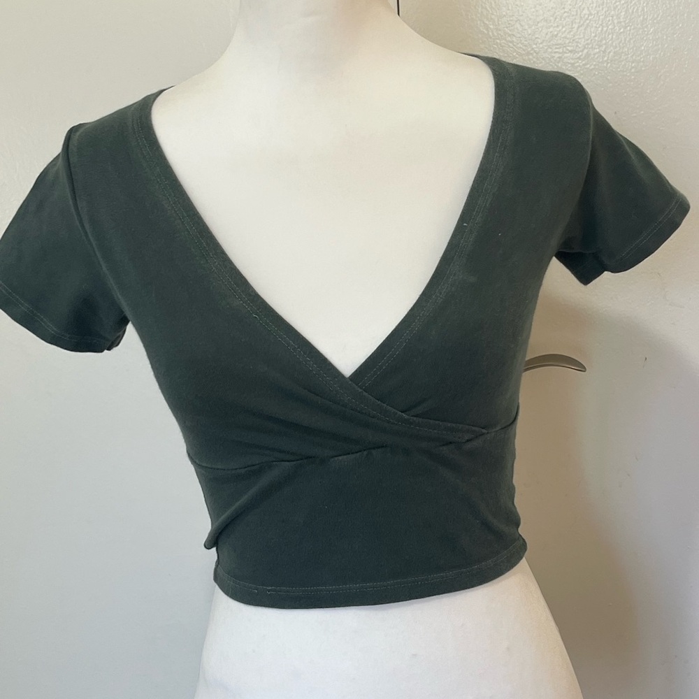Brandy Melville Forest Green Wrap Crop Top